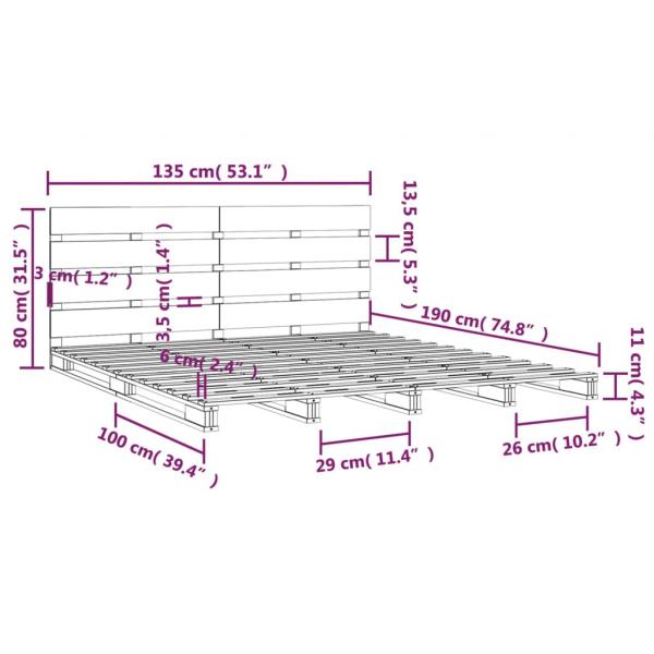 Massivholzbett ohne Matratze 135x190 cm Kiefernholz