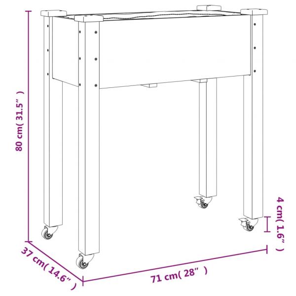 Pflanzkübel mit Einsatz und Rollen 71x37x80 cm Massivholz Tanne