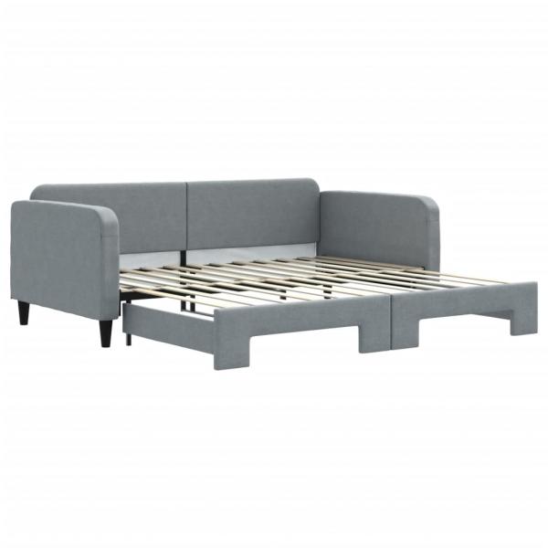 Tagesbett Ausziehbar Hellgrau 100x200 cm Stoff