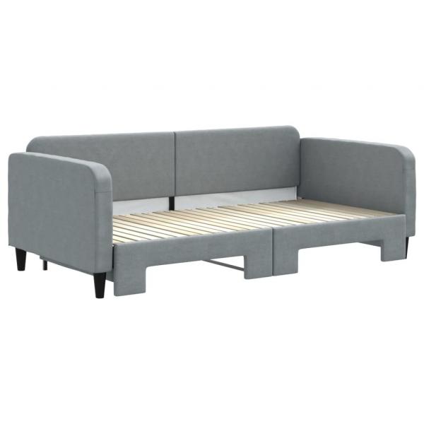 Tagesbett Ausziehbar Hellgrau 100x200 cm Stoff