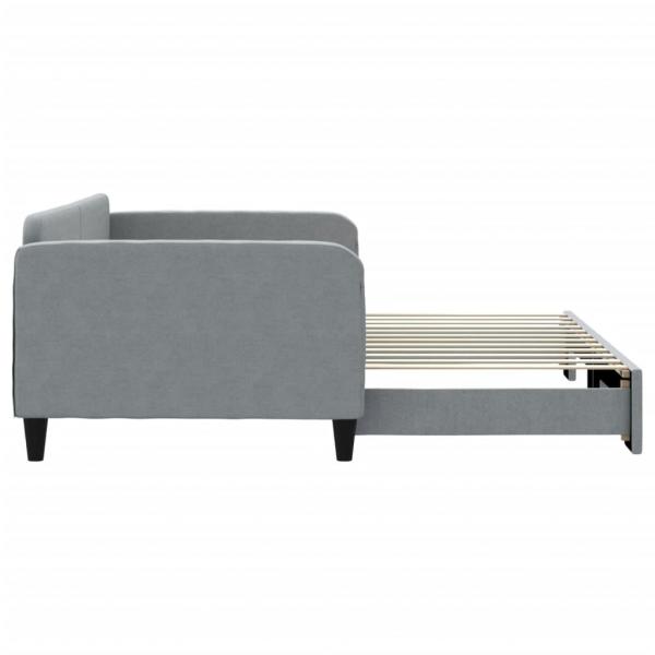 Tagesbett Ausziehbar Hellgrau 100x200 cm Stoff