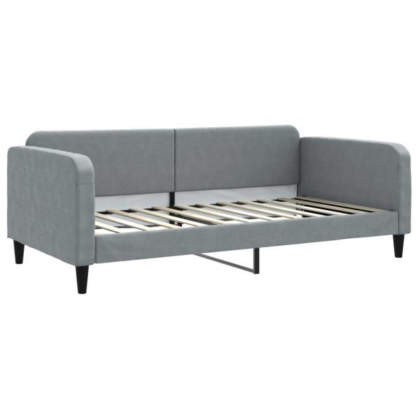Tagesbett Ausziehbar Hellgrau 100x200 cm Stoff