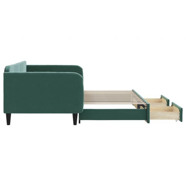 Tagesbett Ausziehbar mit Schubladen Dunkelgrün 100x200 cm Samt