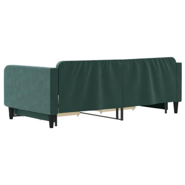 Tagesbett Ausziehbar mit Schubladen Dunkelgrün 100x200 cm Samt