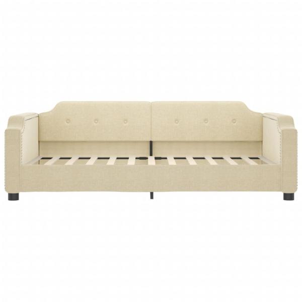Tagesbett Ausziehbar mit Schubladen Creme 100x200 cm Stoff