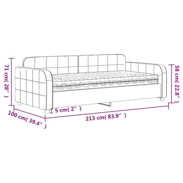 Tagesbett mit Matratze Hellgrau 90x190 cm Samt