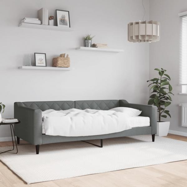 ARDEBO.de - Tagesbett mit Matratze Dunkelgrau 90x190 cm Stoff