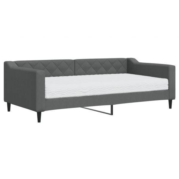 Tagesbett mit Matratze Dunkelgrau 90x190 cm Stoff