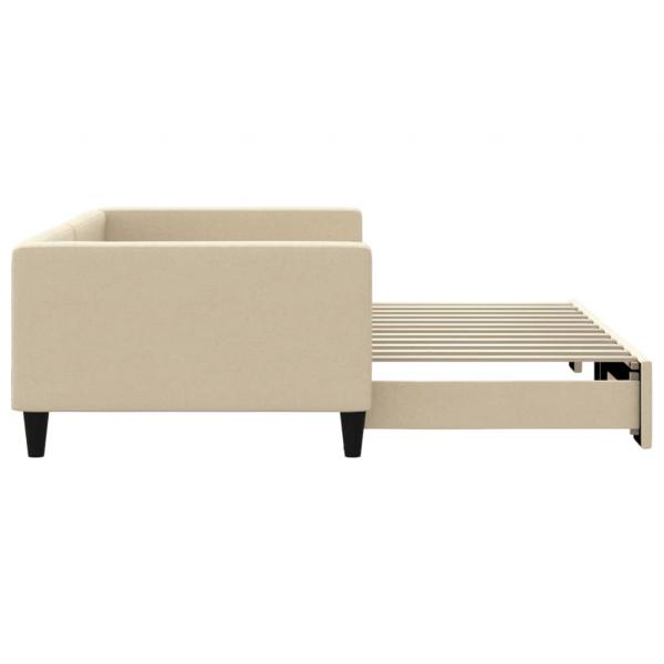 Tagesbett Ausziehbar Creme 100x200 cm Stoff