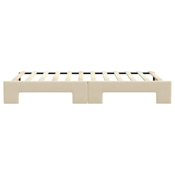 Tagesbett Ausziehbar Creme 100x200 cm Stoff