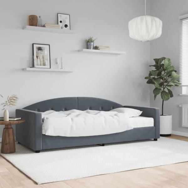 ARDEBO.de - Tagesbett mit Matratze Dunkelgrau 90x190 cm Samt