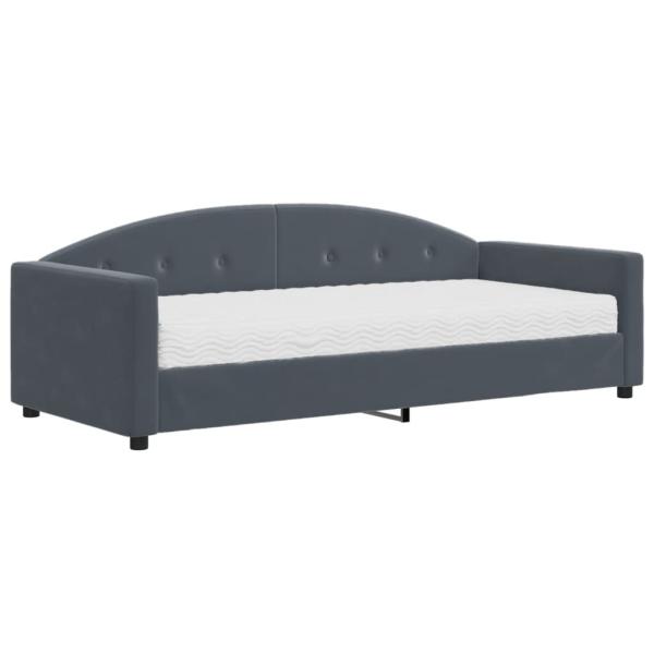 Tagesbett mit Matratze Dunkelgrau 90x190 cm Samt
