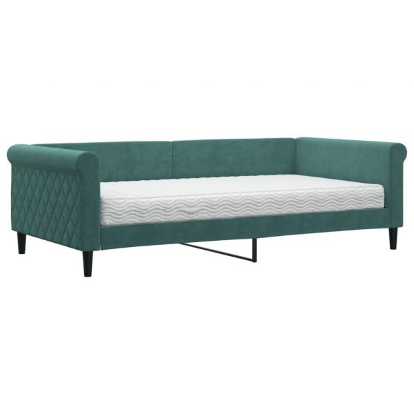Tagesbett mit Matratze Dunkelgrün 100x200 cm Samt