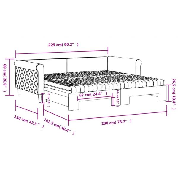 Tagesbett Ausziehbar mit Matratzen Dunkelgrün 100x200 cm Samt