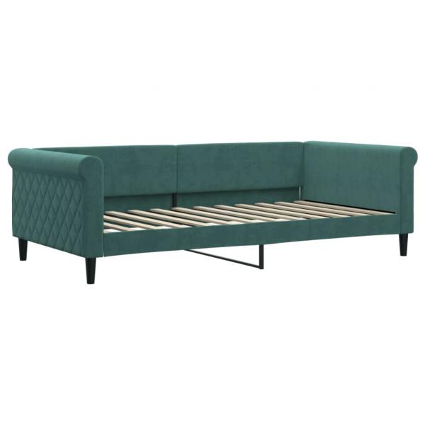 Tagesbett Ausziehbar mit Matratzen Dunkelgrün 100x200 cm Samt