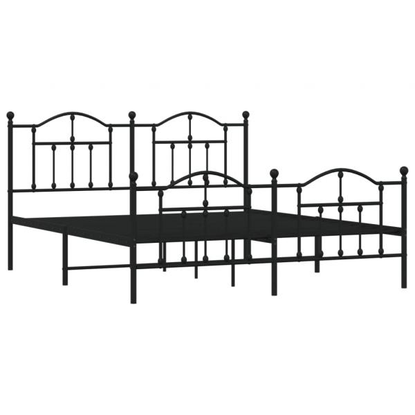 Metallbett ohne Matratze mit Fußteil Schwarz 160x200 cm