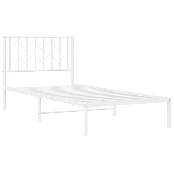 Bettgestell mit Kopfteil Metall Weiß 90x200 cm