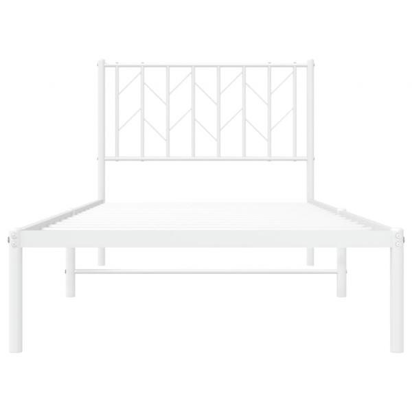 Bettgestell mit Kopfteil Metall Weiß 90x200 cm
