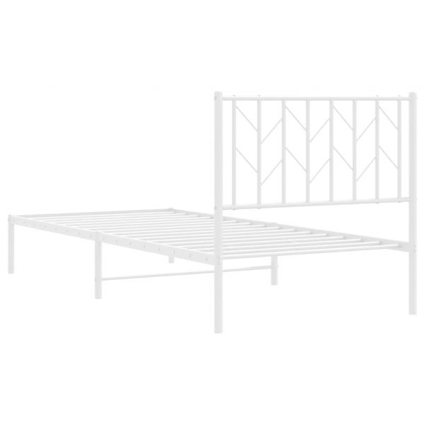 Bettgestell mit Kopfteil Metall Weiß 90x200 cm