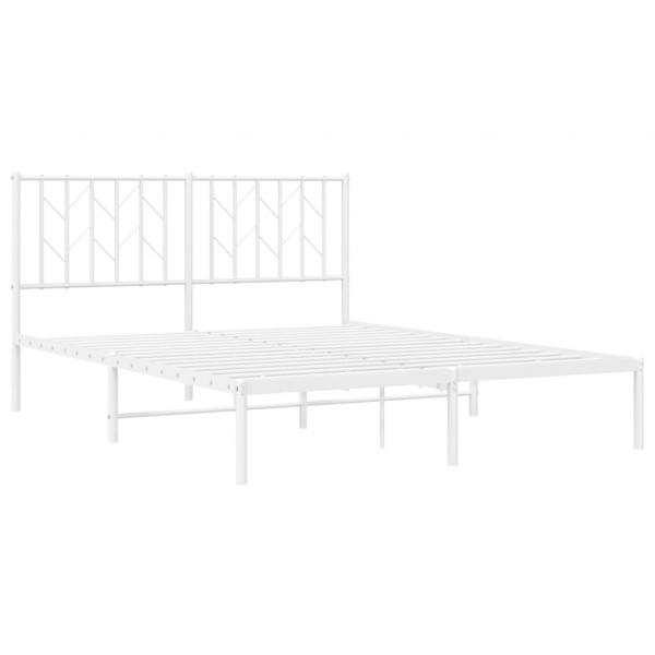 Bettgestell mit Kopfteil Metall Weiß 140x200 cm