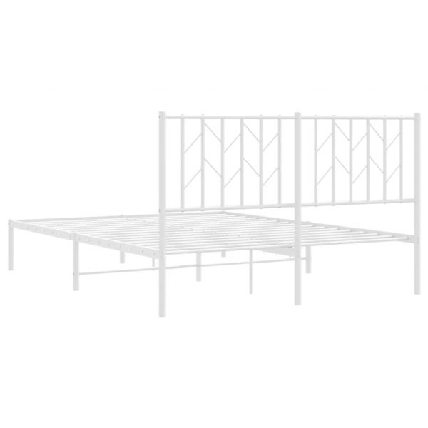 Bettgestell mit Kopfteil Metall Weiß 140x200 cm