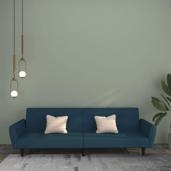 ARDEBO.de - Schlafsofa 2-Sitzer Blau Samt