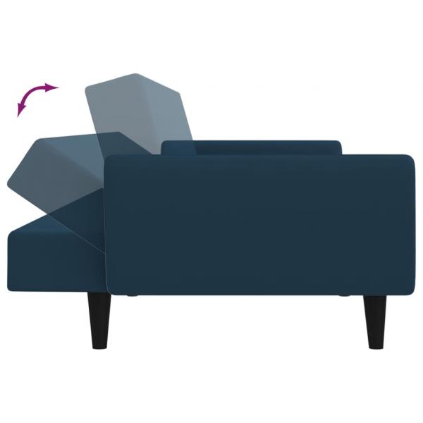 Schlafsofa 2-Sitzer Blau Samt