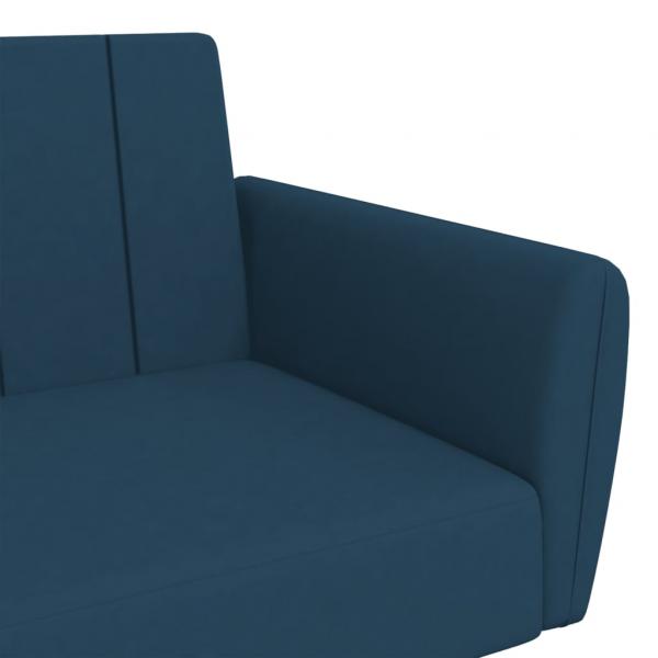 Schlafsofa 2-Sitzer Blau Samt