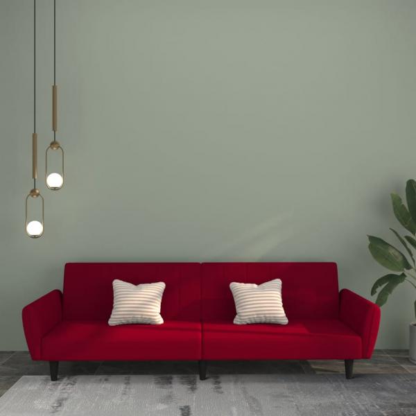 ARDEBO.de - Schlafsofa 2-Sitzer Weinrot Samt