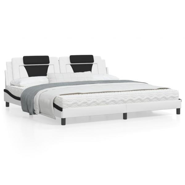 ARDEBO.de - Bett mit Matratze Weiß und Schwarz 200x200 cm Kunstleder