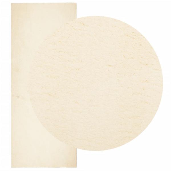 Teppich HUARTE Kurzflor Weich und Waschbar Creme 80x200 cm