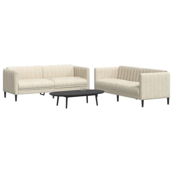 ARDEBO.de - 2-tlg. Sofagarnitur Creme Stoff