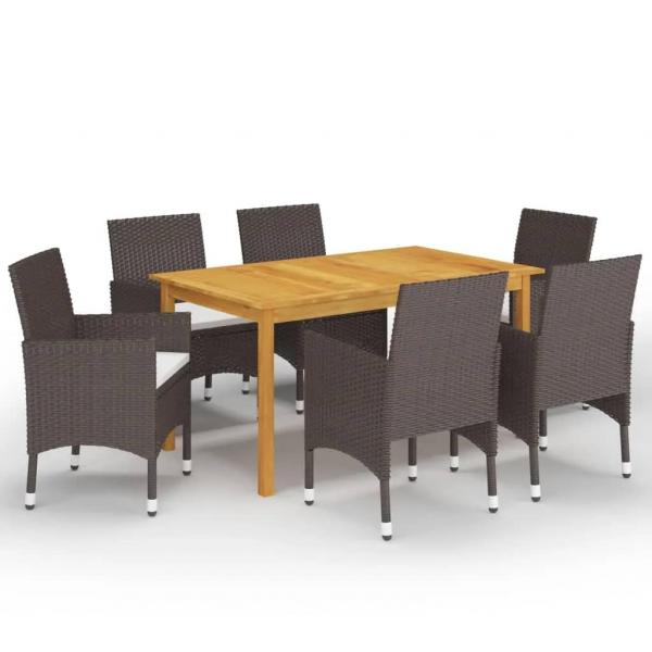 ARDEBO.de - 7-tlg. Garten-Essgruppe mit Kissen Braun