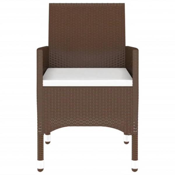 3-tlg. Bistro-Set Poly-Rattan und Hartglas Braun
