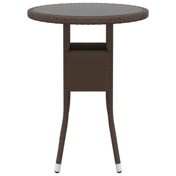 3-tlg. Bistro-Set Poly-Rattan und Hartglas Braun