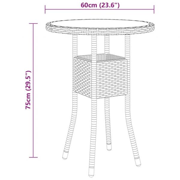 3-tlg. Bistro-Set Poly-Rattan und Hartglas Braun