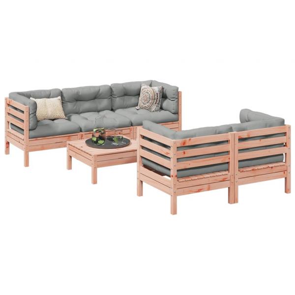 ARDEBO.de - 6-tlg. Garten-Sofagarnitur mit Kissen Massivholz Douglasie