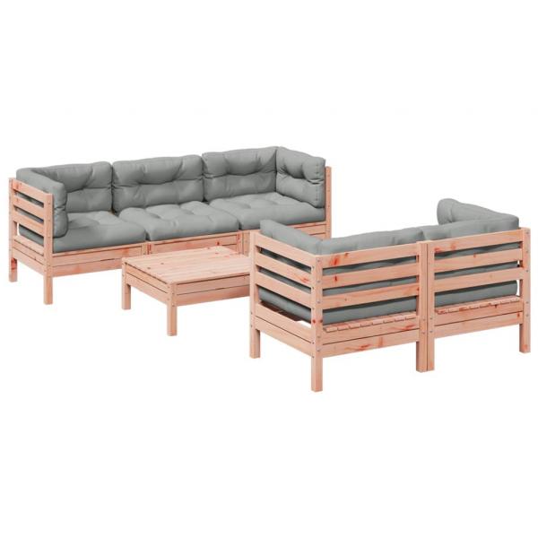 6-tlg. Garten-Sofagarnitur mit Kissen Massivholz Douglasie
