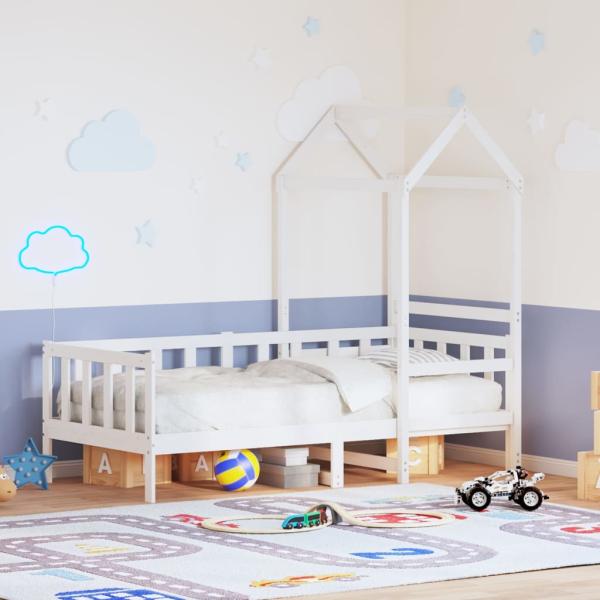 ARDEBO.de - Tagesbett mit Dach Weiß 80x200 cm Massivholz Kiefer