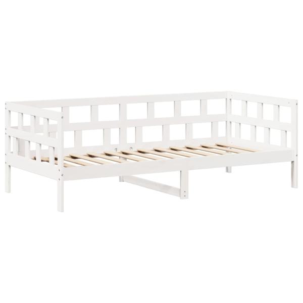 Tagesbett Set mit Dach Weiß 80x200 cm Massivholz Kiefer