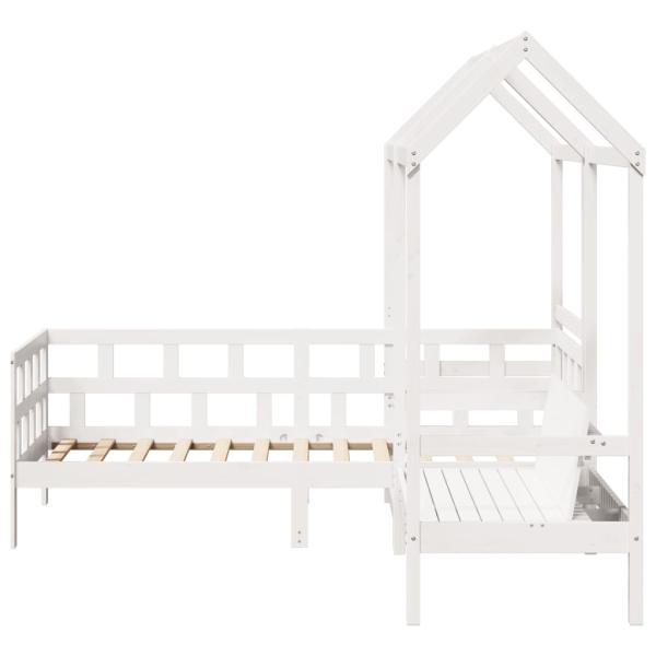Tagesbett Set mit Dach Weiß 80x200 cm Massivholz Kiefer