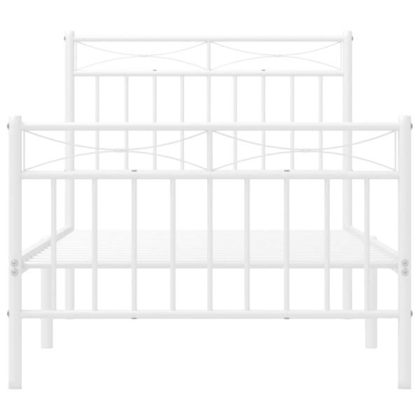 Bettgestell mit Kopf- und Fußteil Metall Weiß 90x200 cm