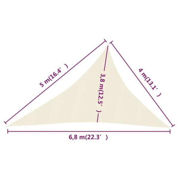 Sonnensegel 160 g/m² Creme 4x5x6,8 m HDPE