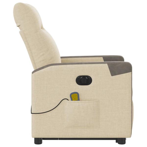 Elektrischer Massagesessel mit Aufstehhilfe Creme Stoff