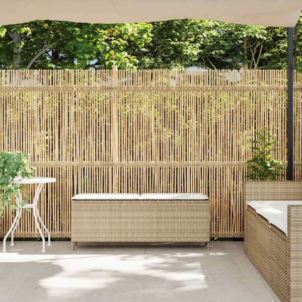 Gartenbank mit Kissen Beige 110x30x40,5 cm Poly Rattan