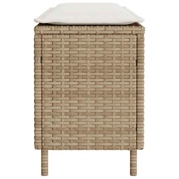 Gartenbank mit Kissen Beige 110x30x40,5 cm Poly Rattan