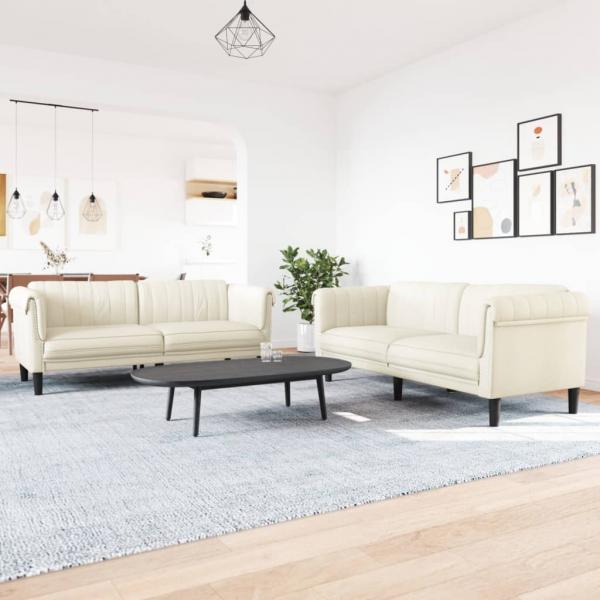 ARDEBO.de - 2-tlg. Sofagarnitur Creme Samt