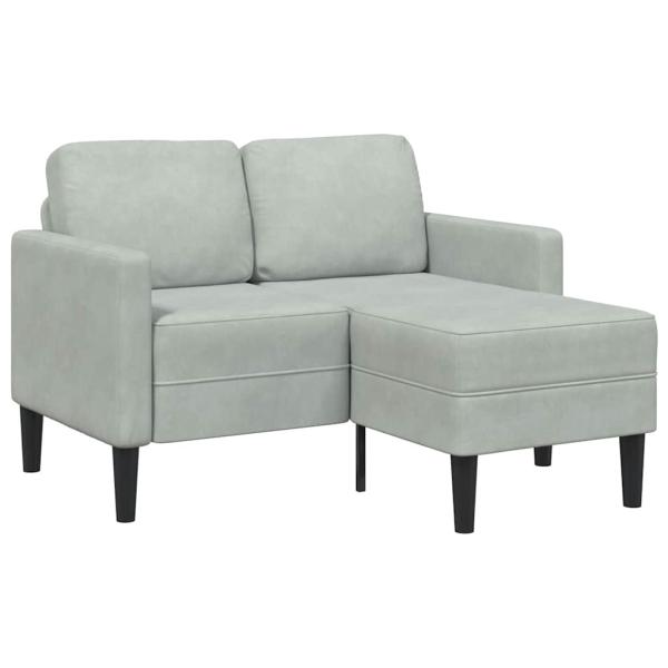 ARDEBO.de - 2-Sitzer-Sofa mit Chaiselongue L-Form Hellgrau 125 cm Samt