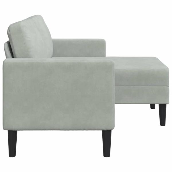 2-Sitzer-Sofa mit Chaiselongue L-Form Hellgrau 125 cm Samt