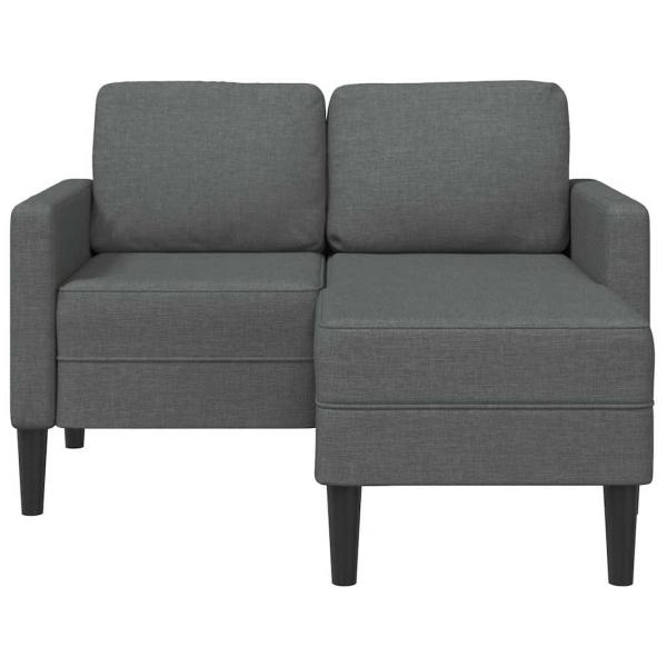 2-Sitzer-Sofa mit Chaiselongue L-Form Dunkelgrau 125 cm Stoff